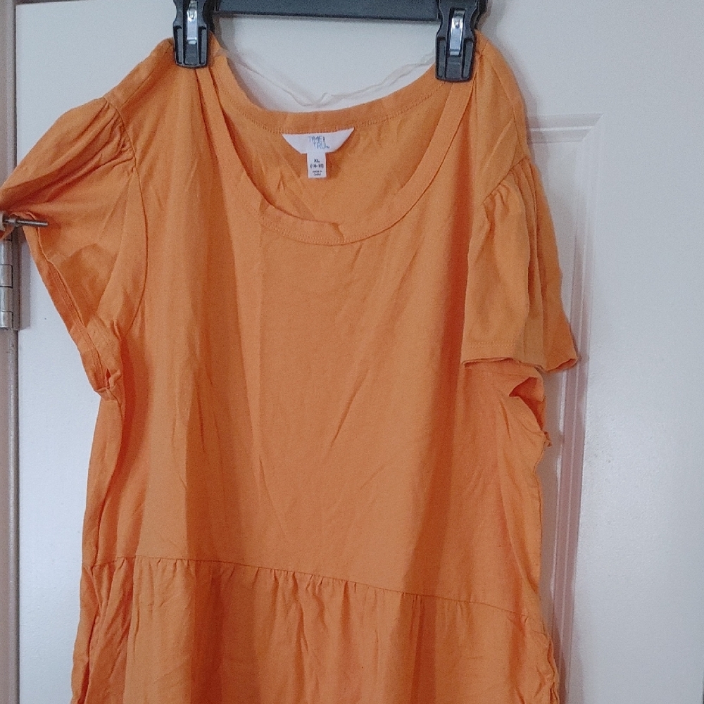 Vibrant Orange Short Sleeve Women's Dress Time And Tru